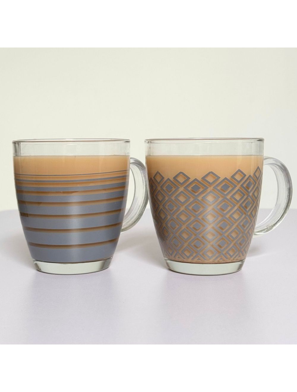 Diamond & Stripe Mugs - Set of 2