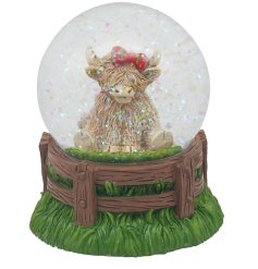 Highland Cow Tartan Bow Waterglobe
