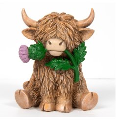 Highland Cow With Thistle Ornament