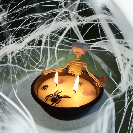 Spooky Halloween Skeleton Candle Bowl