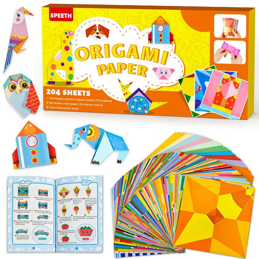 Origami Set for Kids, with Guiding Book, 204 Sheets Paper with 72 Patterns