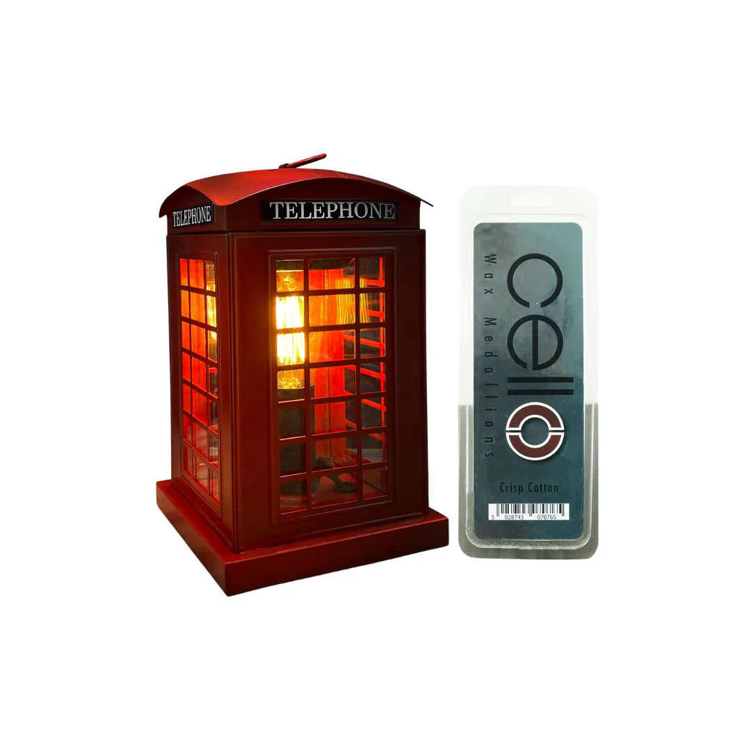 London Telephone Box Electric Melt Burner with Crisp Cotton Wax Medallion