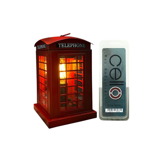 London Telephone Box Electric Melt Burner with Crisp Cotton Wax Medallion