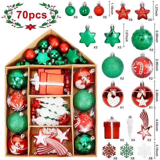 70Pcs Christmas Tree Baubles,