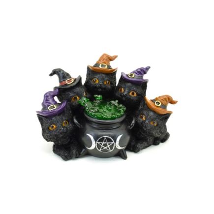 Witches Black Cat LED Bubbling Cauldron