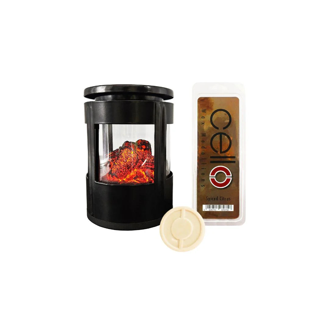 Flickering Embers Electric Melt Burner with Spiced Citrus Wax Medallion