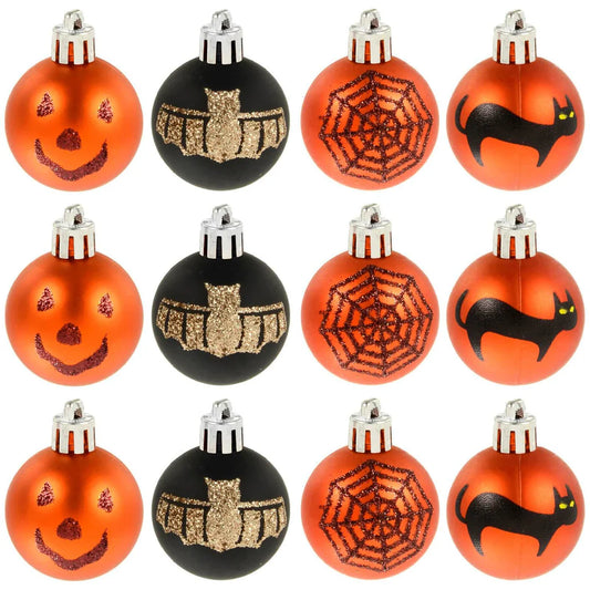 12pk Mini Halloween Decorative Baubles 4cm