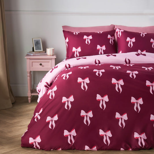 Bow Duvet Cover Set - Pink