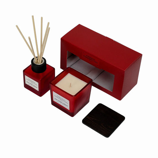 French Connection Cherry & Merlot 220G Candle and 100ML Reed Diffuser Gift Set Square Design