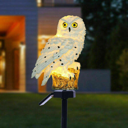 LED Owl Solar Powered Garden Light Outdoor Ornament Lawn Statue Lamp